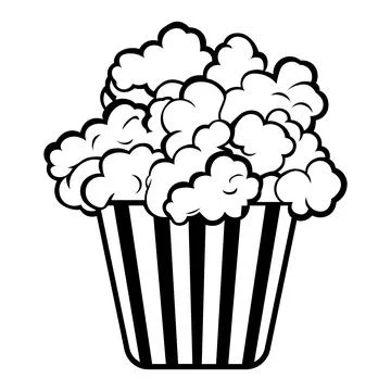 Popcorn black vector icon on white background Stock Illustration