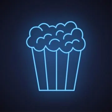 Popcorn blue neon icon vector isolated template Stockillustratie