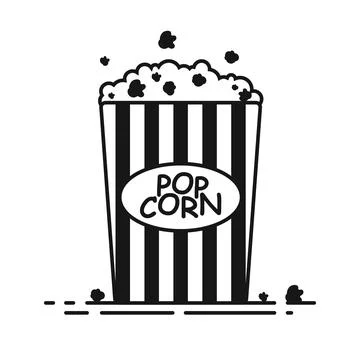 Popcorn box flat line icon Stock Illustration