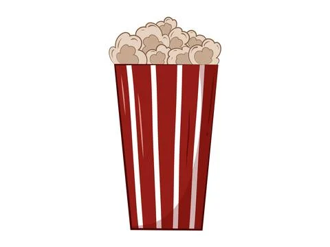 Popcorn box isolated on white background. Cinema. Snack food. Movie concept. Stock Illustration