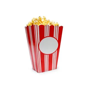 Popcorn in a box isolated on white background Stock Photos