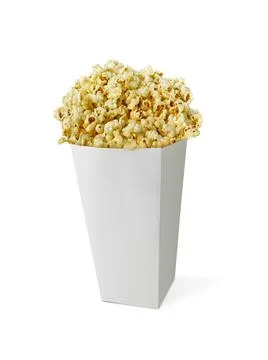 Popcorn in box isolated on white background Stock Photos