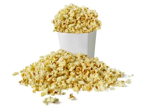 Popcorn in box isolated on white background Stock Photos