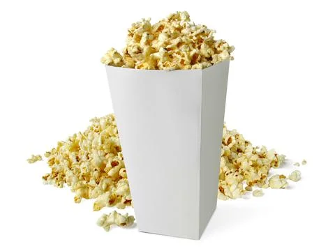 Popcorn in box isolated on white background Stock Photos