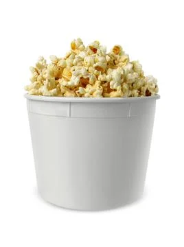 Popcorn in box isolated on white background Stock Photos