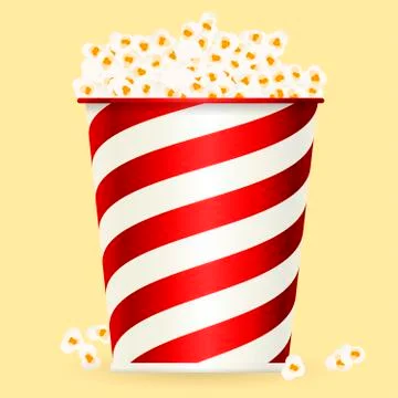 Popcorn box in shiny style. Corn snack for fun. Stock Illustration