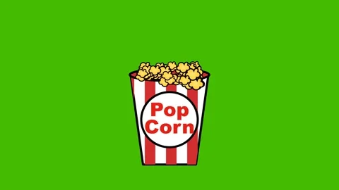 Popcorn Bucket Animation on Green Screen Background Seamless Loop 4K Video stock 344434206