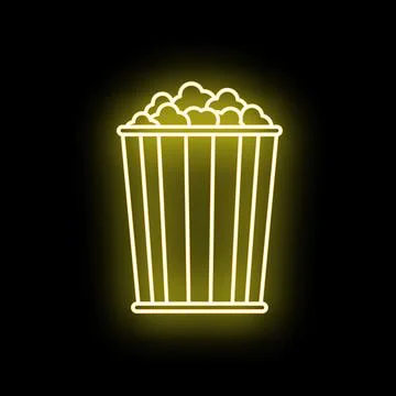 Popcorn bucket glowing neon light icon for cinema Stock-Illustration