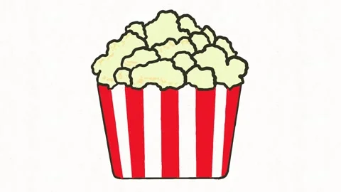 Popcorn Bucket Hand Drawn Snack Animation Stock Footage 338000118