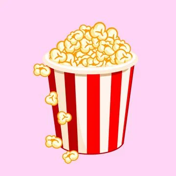 Popcorn Bucket with Kernels Vector Illustration Cartoon Design Stock Illustration