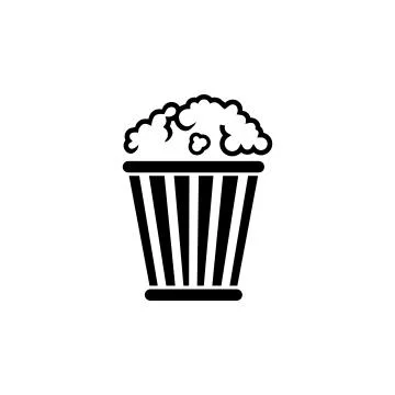 Popcorn Bucket, Pop Corn Box Flat Vector Icon Stock Illustration