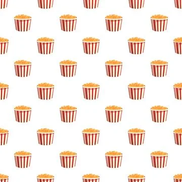 Popcorn buckets creating a cinema snack pattern Stock-Illustration