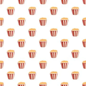 Popcorn buckets creating seamless entertainment food pattern Stock Illustration