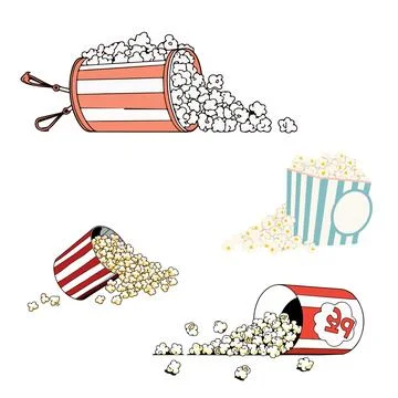 Popcorn Buckets Illustration Stock Illustration