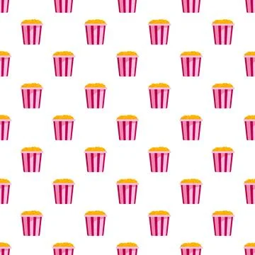 Popcorn buckets pattern for cinema entertainment background Stock Illustration