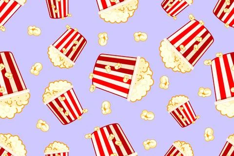 Popcorn Buckets Seamless Pattern Vector Illustration Stock-Illustration