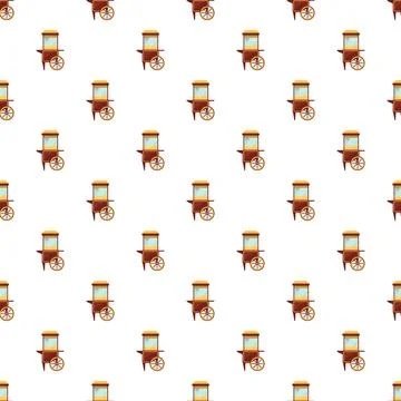 Popcorn cart pattern repeating on white background Stock Illustration