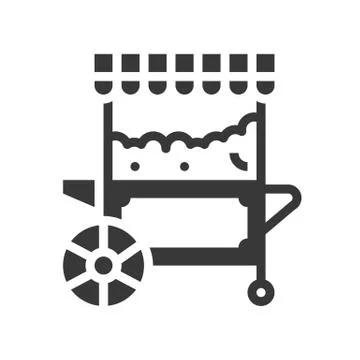 Popcorn cart vector icon, amusement park related solid style Ilustración de archivo