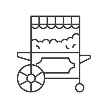Popcorn cart vector icon, amusement park related line style Ilustración de archivo