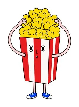 Popcorn Character with Arms Stock Illustration