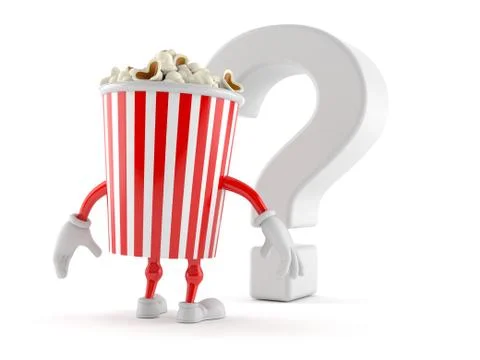 Popcorn character looking at question mark symbol Stock Illustration
