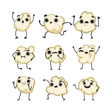 Popcorn character set cartoon vector illustration イラスト素材