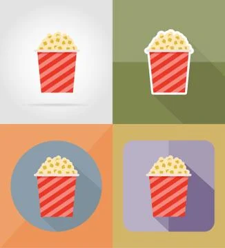 Popcorn cinema flat icons vector illustration Stock Illustration
