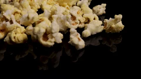 Popcorn close-up, macro rotates, snacks in the cinema Stock Footage 227359599