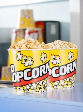 Popcorn On Concession Counter 写真素材
