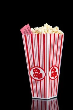 Popcorn container on black Stock Photos