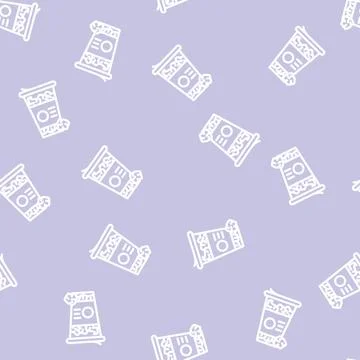 Popcorn corn line vector seamless pattern Stock Illustration