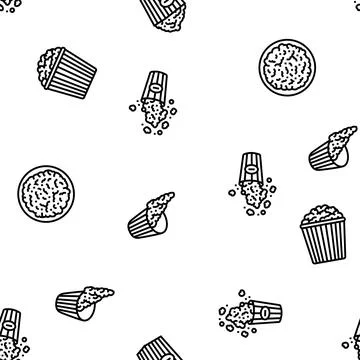 Popcorn corn pop cinema vector seamless pattern Stock Illustration