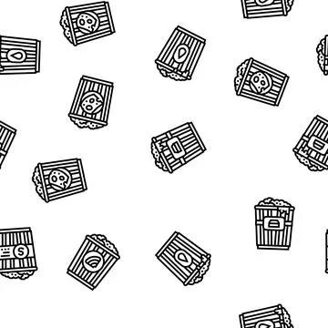 Popcorn corn pop cinema vector seamless pattern Stock Illustration