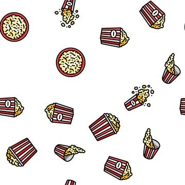 Popcorn corn pop cinema vector seamless pattern Stock Illustration