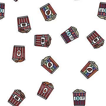 Popcorn corn pop cinema vector seamless pattern Stock Illustration