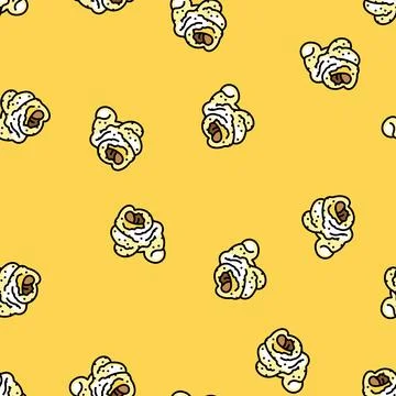 Popcorn corn vector seamless pattern Stock Illustration
