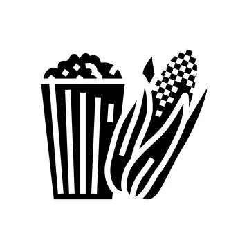 Popcorn corn yellow glyph icon vector illustration Stock Illustration