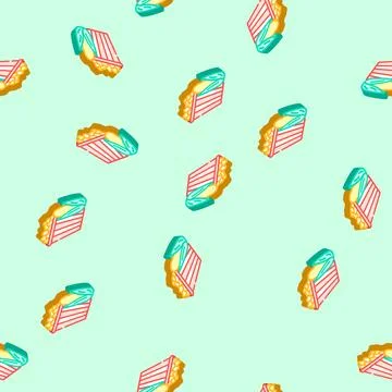 Popcorn corn yellow isometric icon seamless pattern イラスト素材