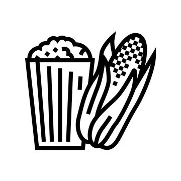 Popcorn corn yellow line icon vector illustration Stock Illustration