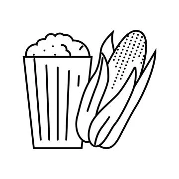 Popcorn corn yellow line icon vector illustration Stock Illustration
