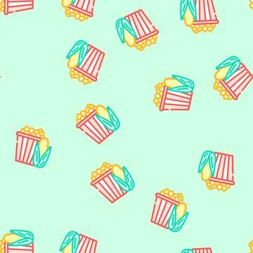 Popcorn corn yellow vector seamless pattern Stock Illustration