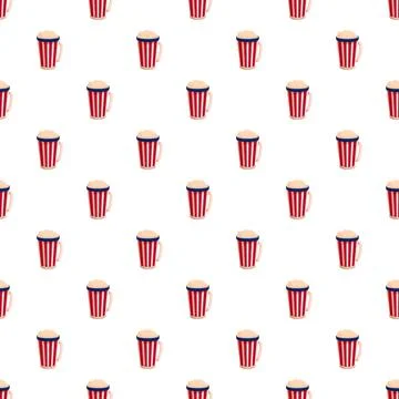 Popcorn cups in red and white stripes seamless pattern Illustrazione stock