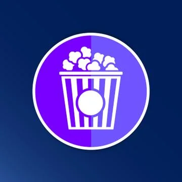 Popcorn design on blue background,clean vector logo Stock Illustration