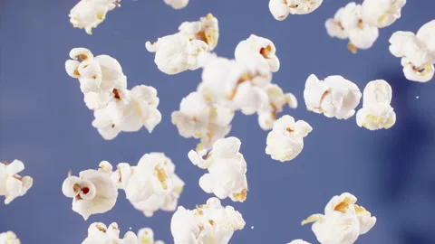 Popcorn explodes closeup in super slow motion 1000fps Stock Footage 257056503