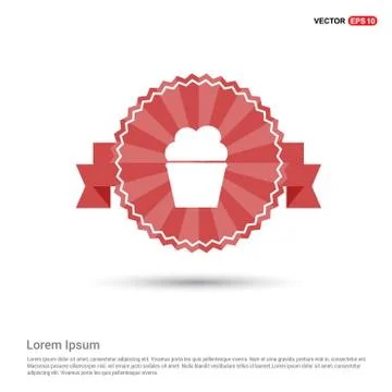 Popcorn exploding inside the packaging icon - Red Ribbon banner Stock Illustration
