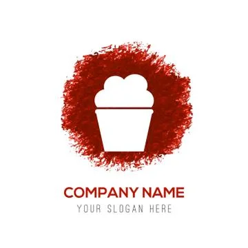 Popcorn exploding inside the packaging icon - Red WaterColor Circle Splash Stock Illustration