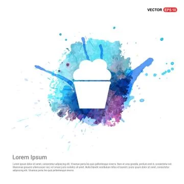 Popcorn exploding inside the packaging icon - Watercolor Background Stock Illustration