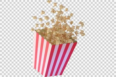 Popcorn exploding from a red and white striped container Stock Illustration