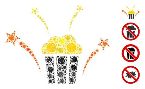 Popcorn Fireworks Mosaic of CoronaVirus Elements Stock Illustration