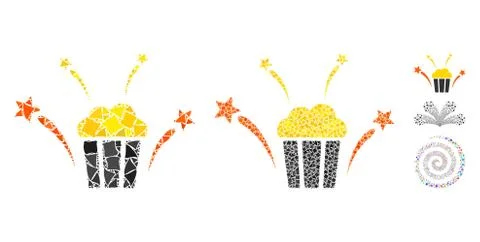 Popcorn fireworks Mosaic Icon of Humpy Items Stock Illustration